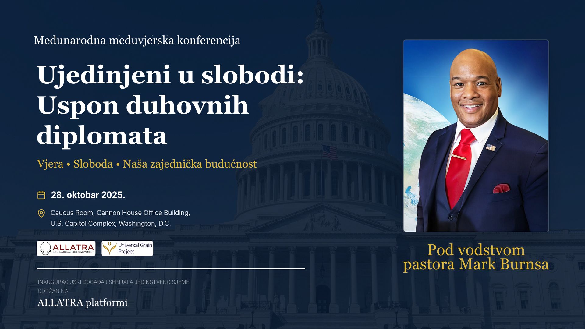 Međunarodna međuvjerska konferencija održat će se u U.S. Capitolu pod vodstvom pastora Mark Burnsa na platformi ALLATRA