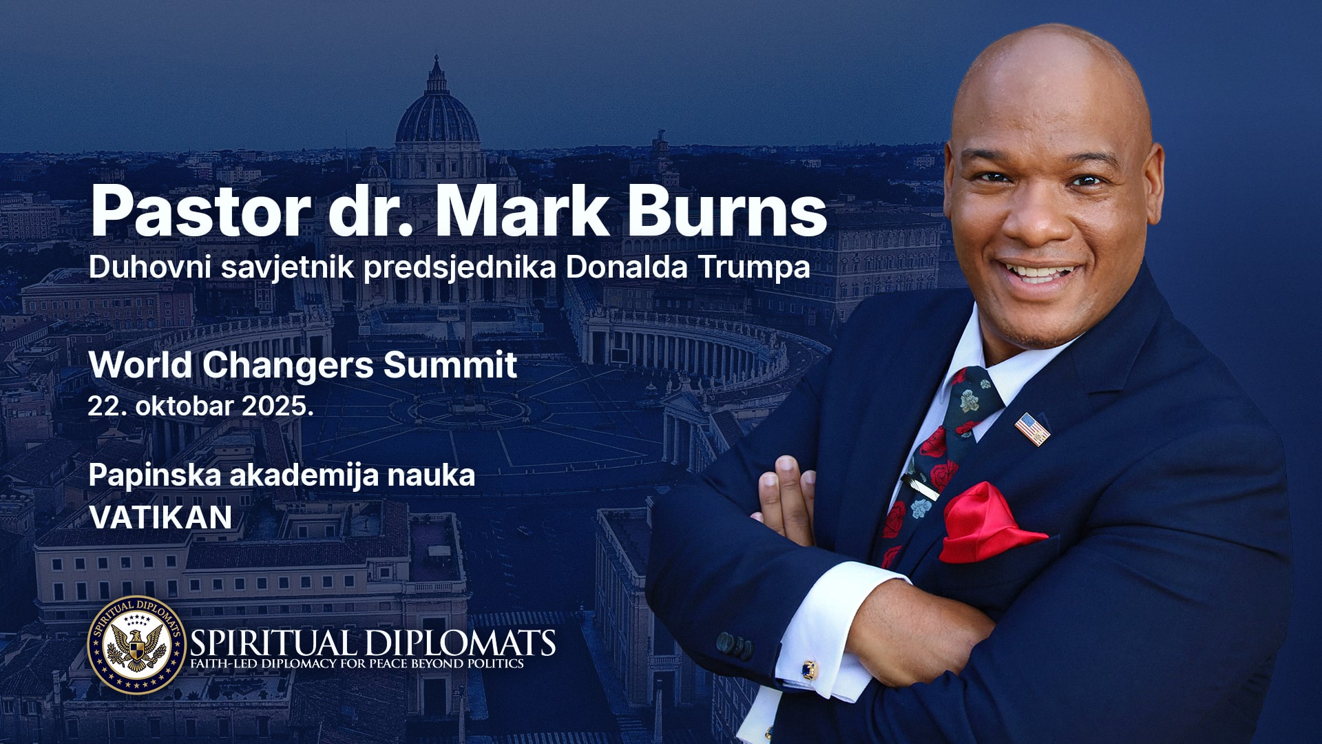 Pastor dr. Mark Burns pozvan da govori na Papinskoj akademiji nauka, Vatikan 10. godišnji World Changers Summit