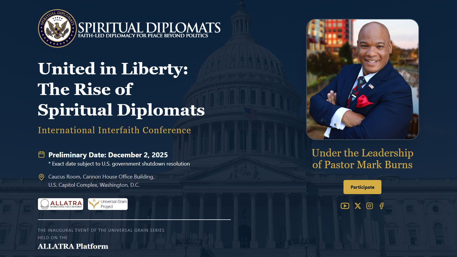 Međunarodna međuvjerska konferencija održat će se u U.S. Capitolu pod vodstvom pastora Mark Burnsa na platformi ALLATRA