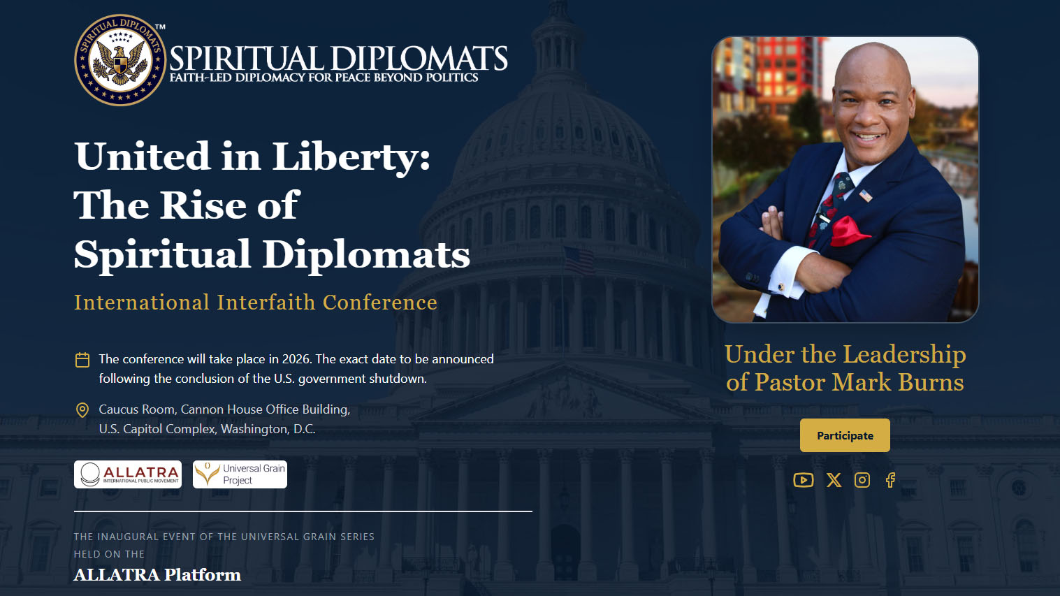 Međunarodna međuvjerska konferencija održat će se u U.S. Capitolu pod vodstvom pastora Mark Burnsa na platformi ALLATRA