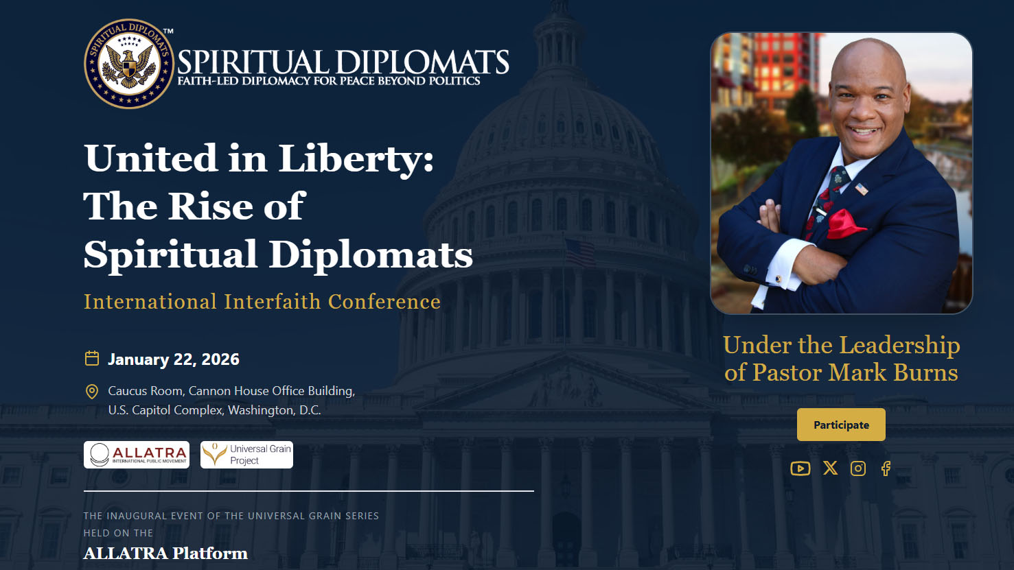 Międzynarodowa konferencja międzywyznaniowa odbędzie się w Kapitolu USA pod przewodnictwem pastora Marka Burnsa na platformie ALLATRA